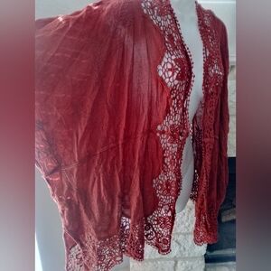 Torrid Red Lace Knit Cardigan/Kimono